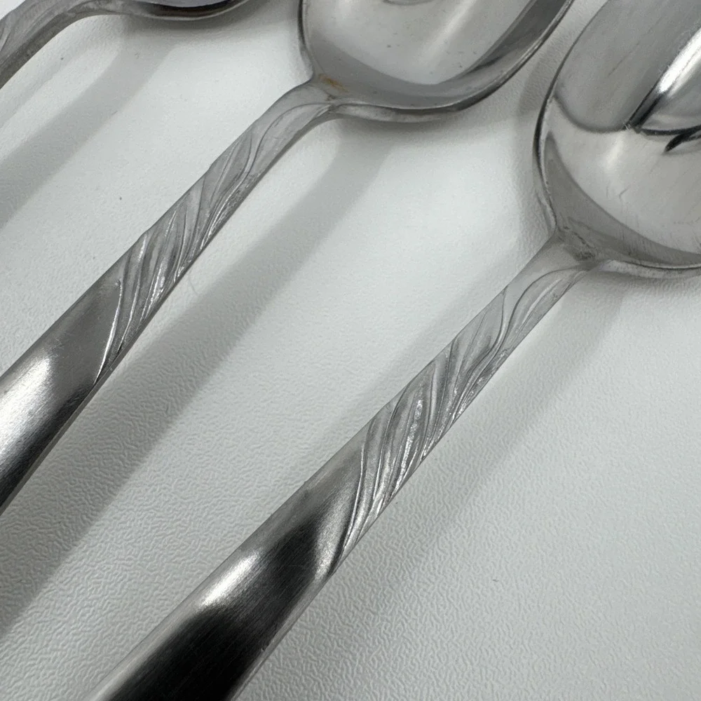 Vintage Stainless Steel Japan Leaf Pattern Iced Teaspoon. 7 1/2